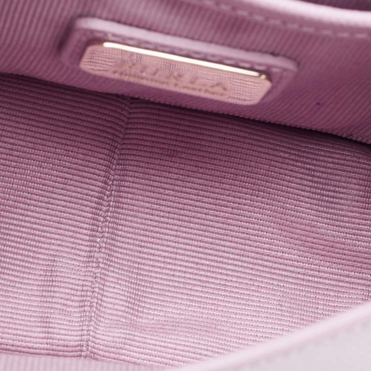 Pre Owned Furla Purple Leather Mini Metropolis Chain Crossbody Bag
