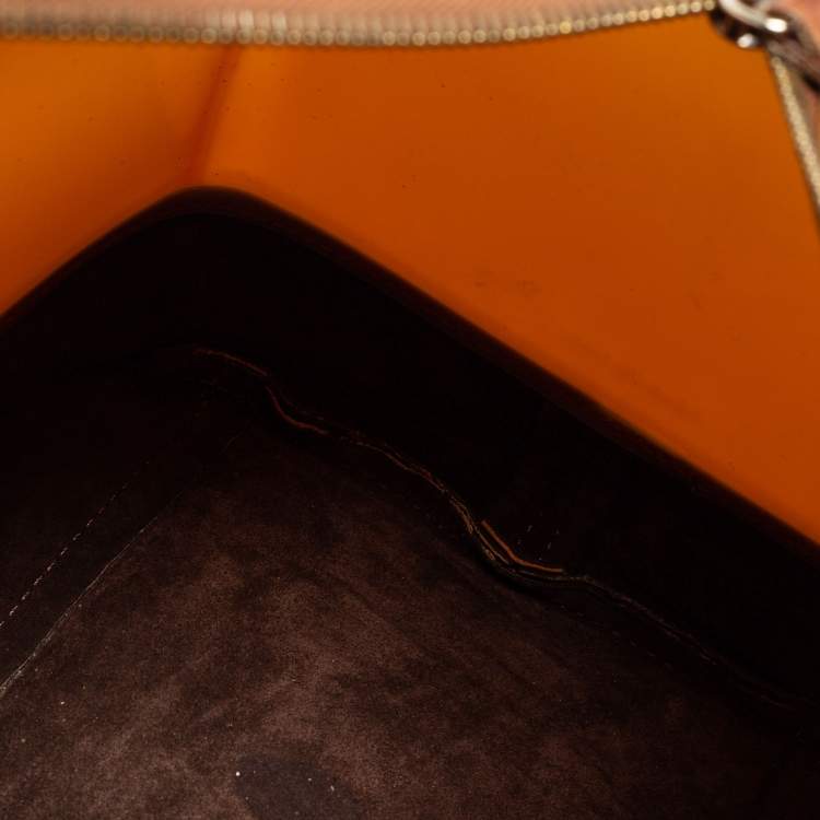 Pre Owned Furla Brown Embossed Leather and Rubber Medium Candy Satchel