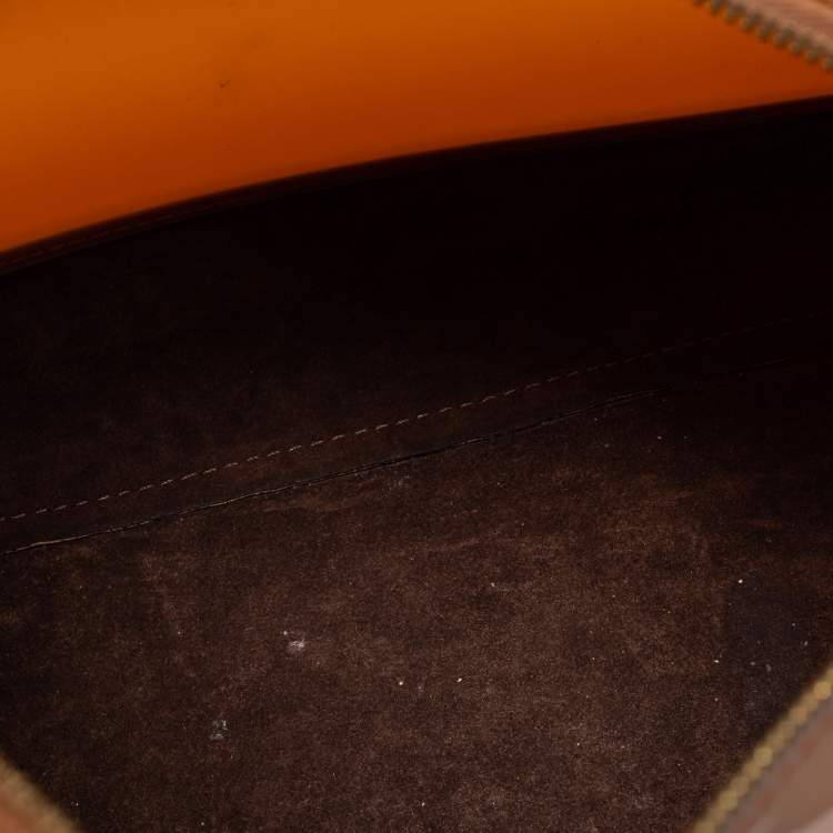 Pre Owned Furla Brown Embossed Leather and Rubber Medium Candy Satchel