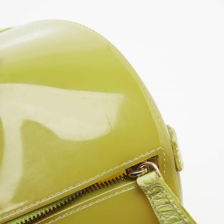 Pre Owned Furla Light Green Rubber and Croc Embossed Leather Candy Bag