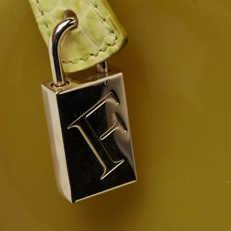 Pre Owned Furla Light Green Rubber and Croc Embossed Leather Candy Bag