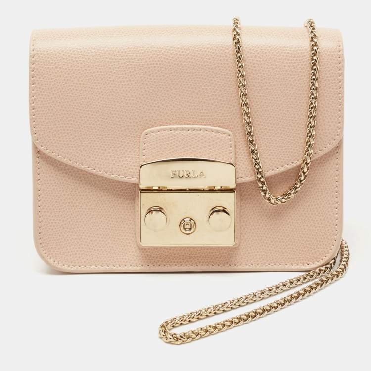 مملوكة مسبقًا Furla Blush Pink Leather Mini Metropolis Crossbody Bag