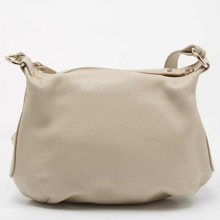 Pre Owned Furla Taupe Leather Crossbody Bag