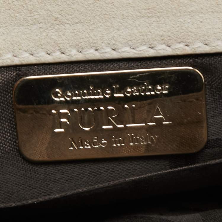 Pre Owned Furla Gold/Cream Leather and Python Embossed Leather Shoulder Bag
