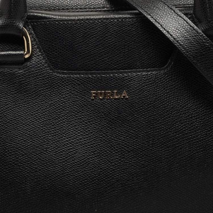 Pre Owned Furla Black Leather Satchel