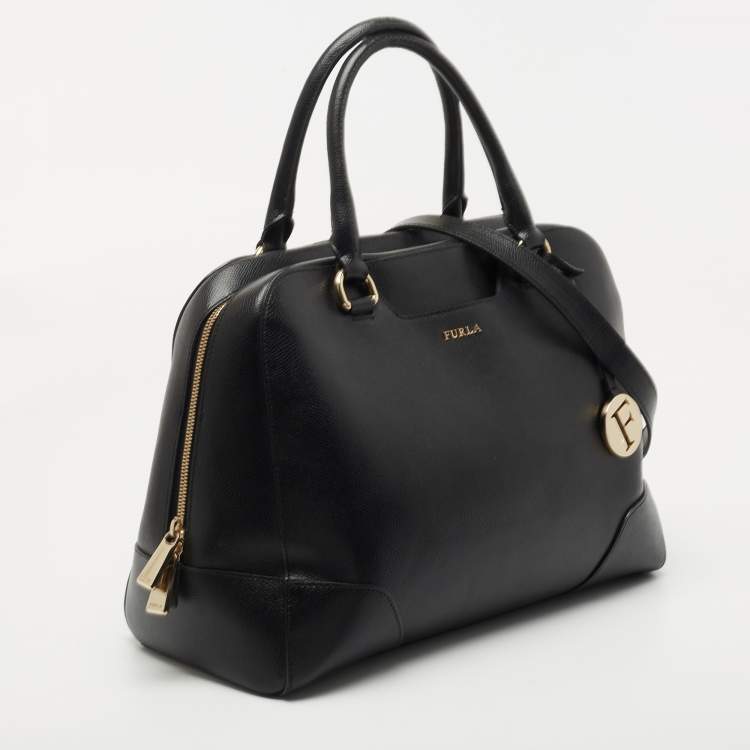 Pre Owned Furla Black Leather Satchel