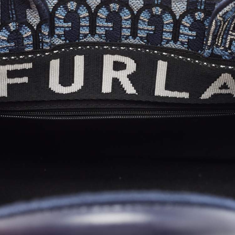 Pre Owned Furla Blue Printed Jacquard Small Opportunity Tote 