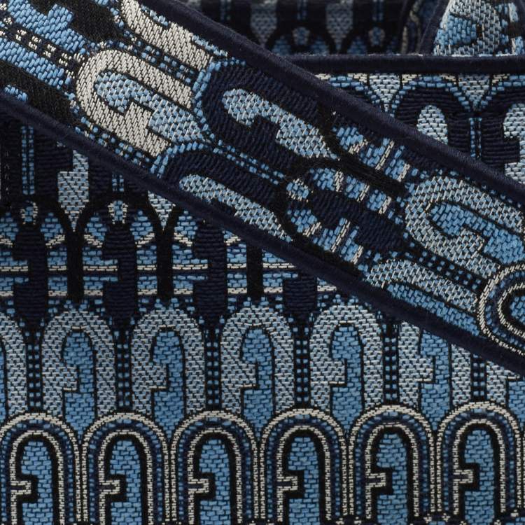 Pre Owned Furla Blue Printed Jacquard Small Opportunity Tote 