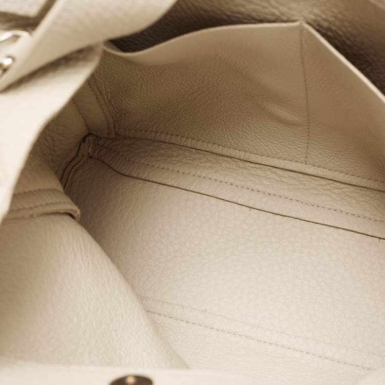 Pre Owned Furla Beige Leather Side Pocket Tote