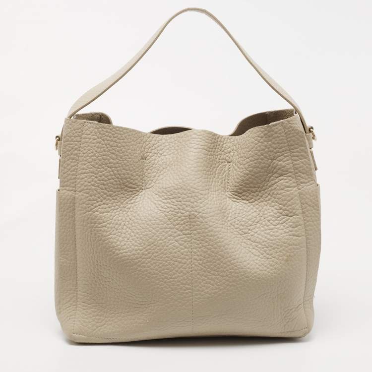 Pre Owned Furla Beige Leather Side Pocket Tote