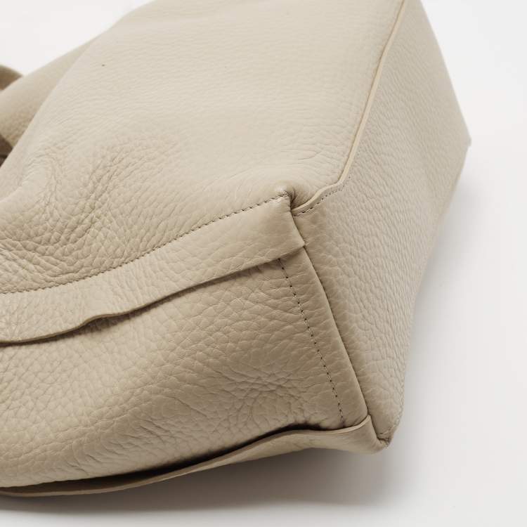 Pre Owned Furla Beige Leather Side Pocket Tote