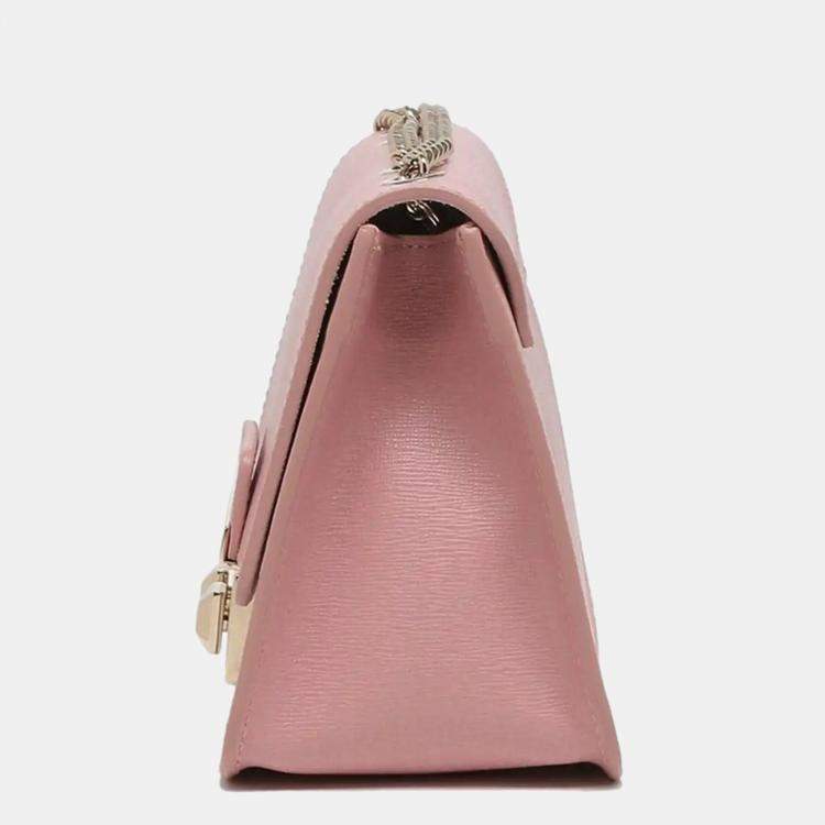Pre Owned Furla Winter Rose Leather Mini Bella Crossbody Bag