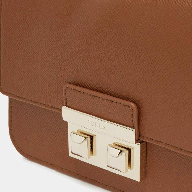 Pre Owned Furla Cognac Leather Mini Bella Crossbody Bag