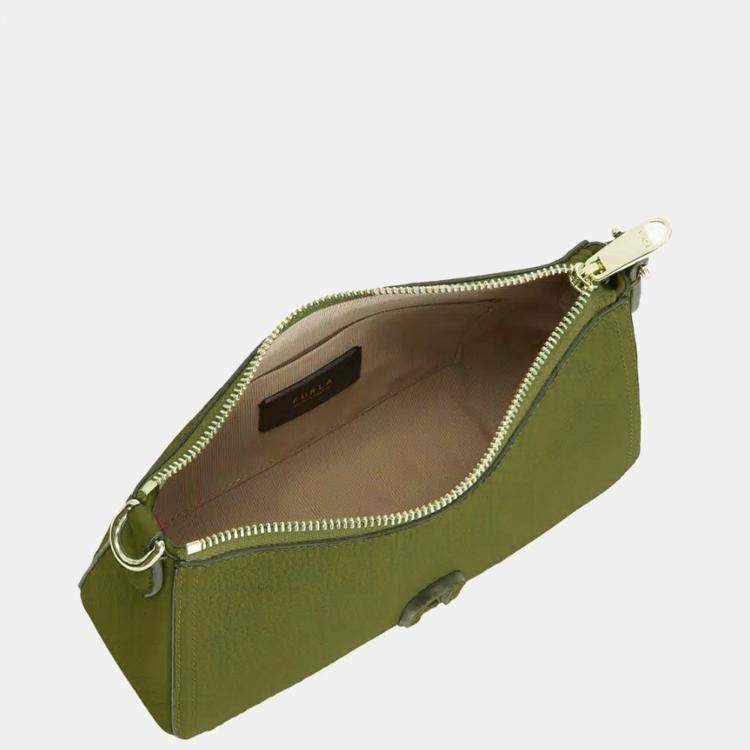 Pre Owned Furla Green Leather Atena Crossbody Bag