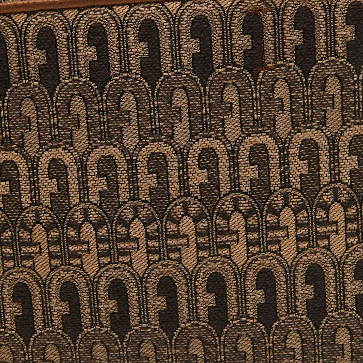 Pre Owned Furla Brown Jacquard Fabric Small Opportunity Tote