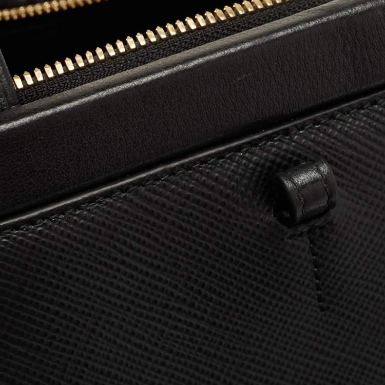 Pre Owned Furla Black Leather Top Zip Tote
