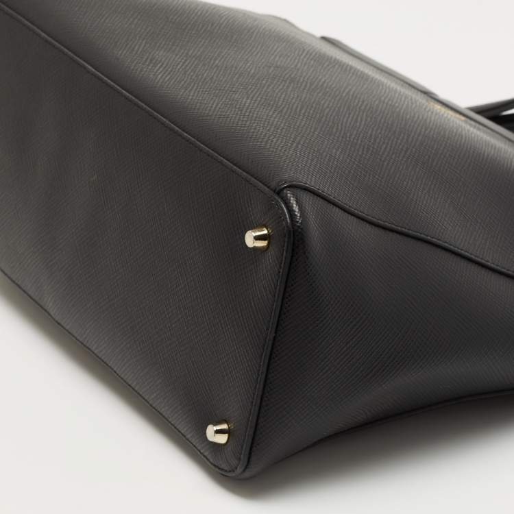 Pre Owned Furla Black Leather Top Zip Tote