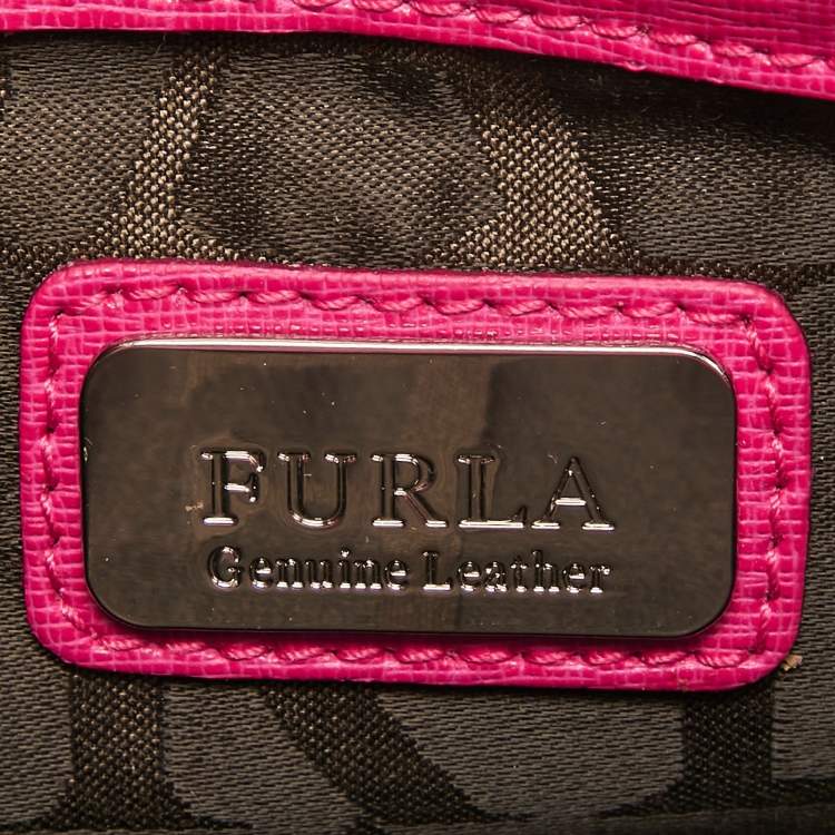 Pre Owned Furla Pink Leather Mini Metropolis Chain Crossbody Bag