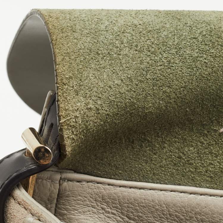 Pre Owned Furla Tri Color Leather and Suede Flair Flap Messenger Bag