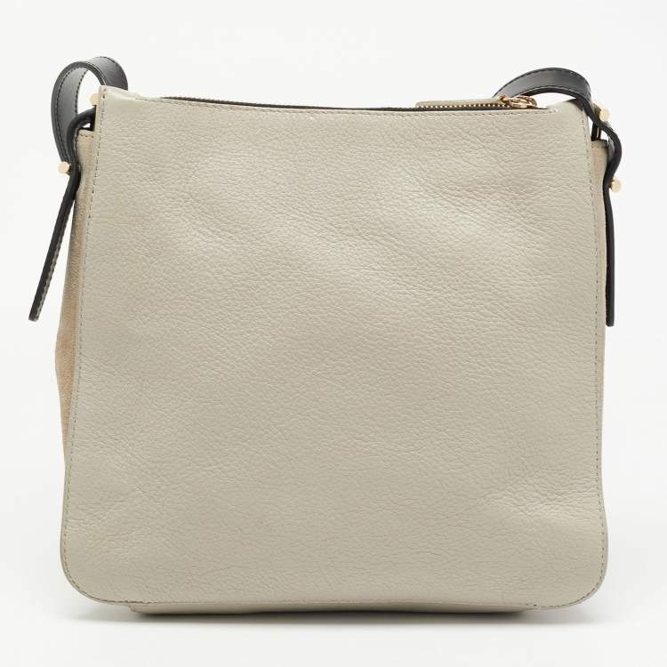 Pre Owned Furla Tri Color Leather and Suede Flair Flap Messenger Bag
