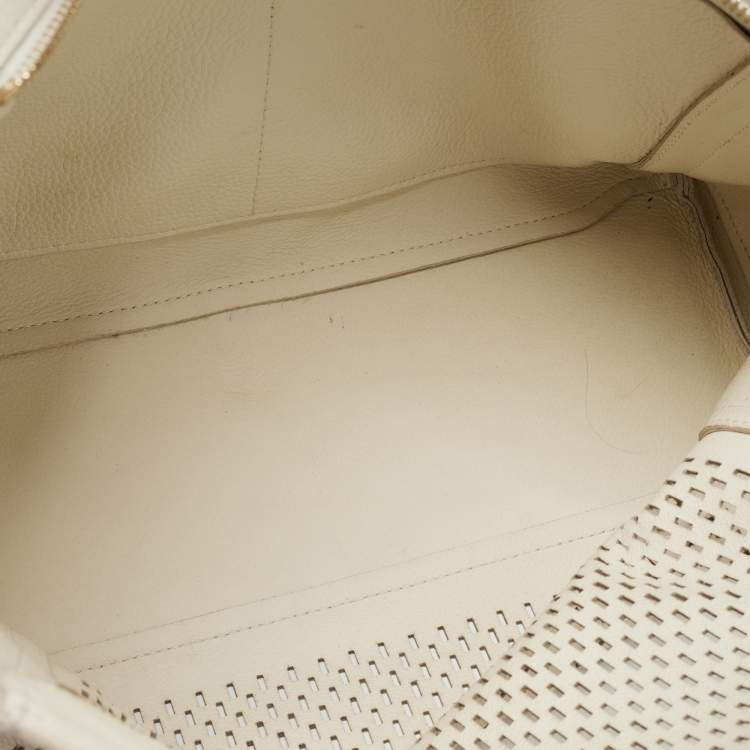 Pre Owned Furla Off White Leather Cut Out Capriccio Tote