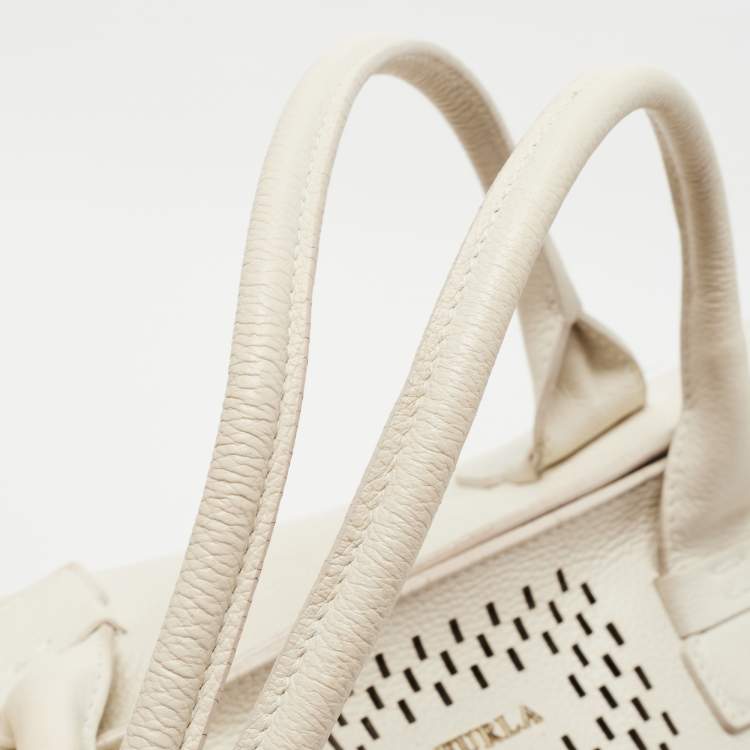 Pre Owned Furla Off White Leather Cut Out Capriccio Tote