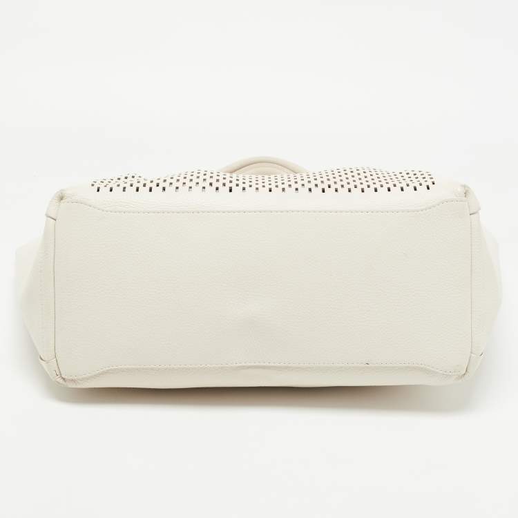 Pre Owned Furla Off White Leather Cut Out Capriccio Tote