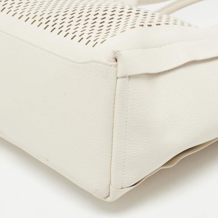 Pre Owned Furla Off White Leather Cut Out Capriccio Tote