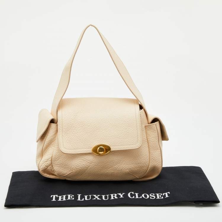 Pre Owned Furla Peach Leather Flap Bag