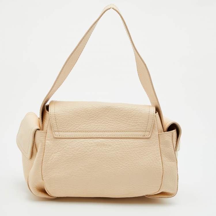 Pre Owned Furla Peach Leather Flap Bag