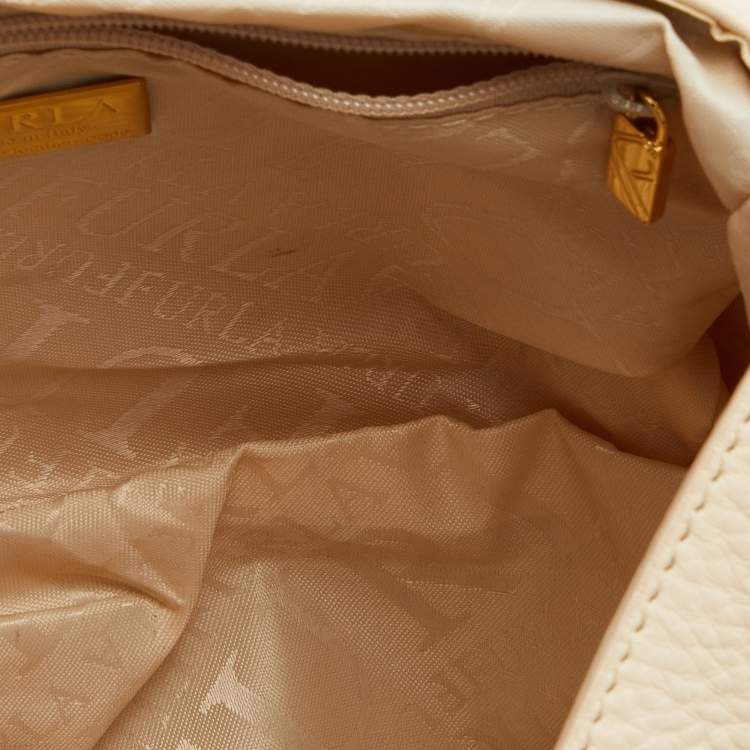 Pre Owned Furla Peach Leather Flap Bag