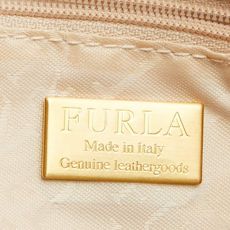 Pre Owned Furla Peach Leather Flap Bag
