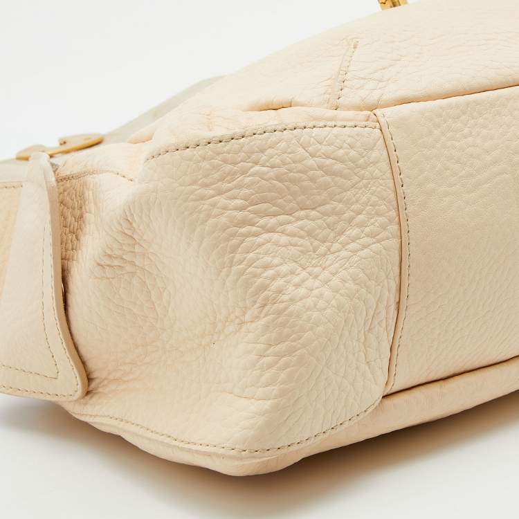 Pre Owned Furla Peach Leather Flap Bag