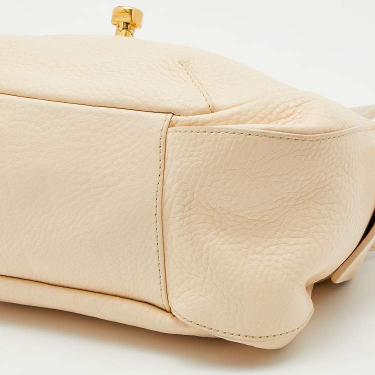 Pre Owned Furla Peach Leather Flap Bag