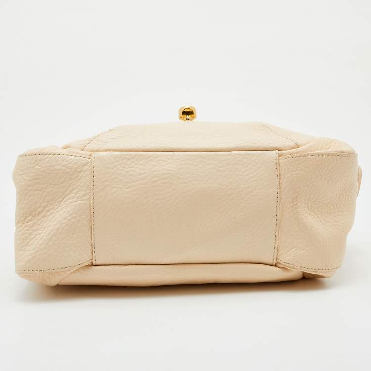 Pre Owned Furla Peach Leather Flap Bag