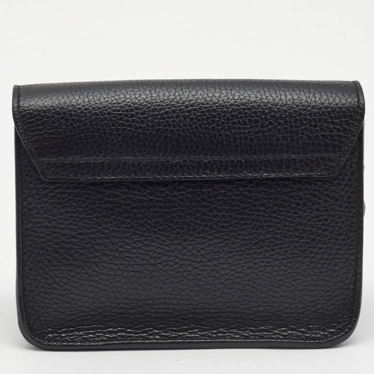 Pre Owned Furla Black Leather Mini Metropolis Chain Crossbody Bag