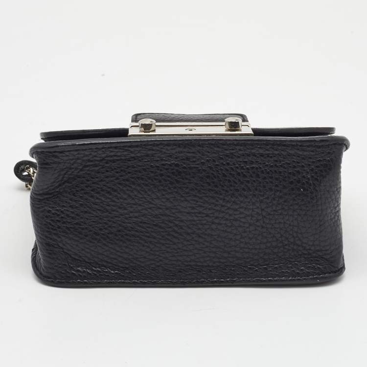 Pre Owned Furla Black Leather Mini Metropolis Chain Crossbody Bag
