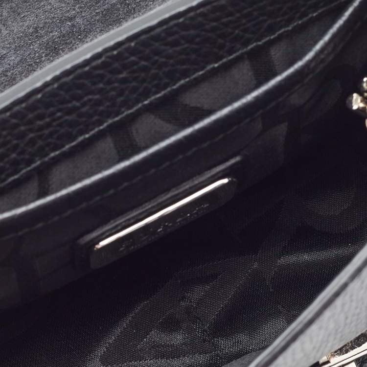 Pre Owned Furla Black Leather Mini Metropolis Chain Crossbody Bag