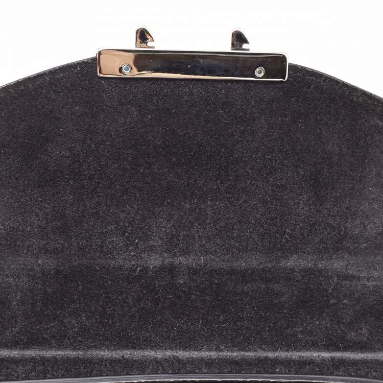 Pre Owned Furla Black Leather Mini Metropolis Chain Crossbody Bag