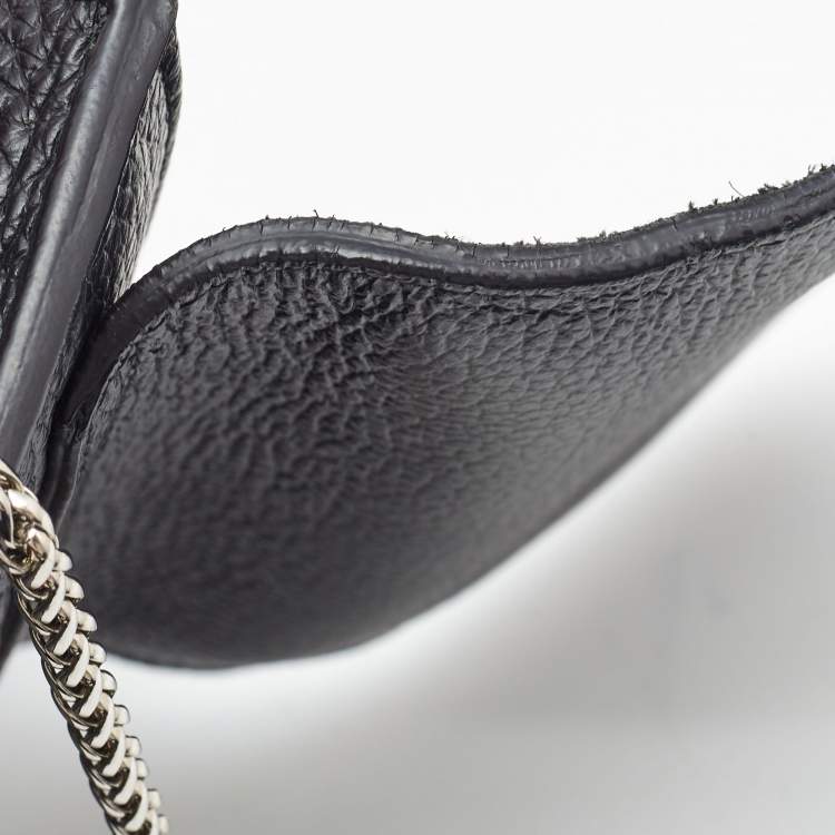 Pre Owned Furla Black Leather Mini Metropolis Chain Crossbody Bag
