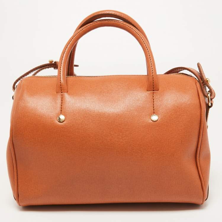 Pre Owned Furla Slight Orange Leather Alissa Boston Satchel