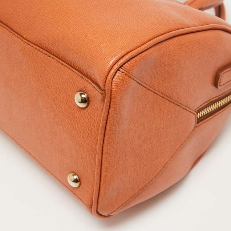 Pre Owned Furla Slight Orange Leather Alissa Boston Satchel