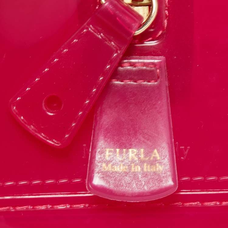 Pre Owned Furla Magenta Rubber Small Candy Satchel