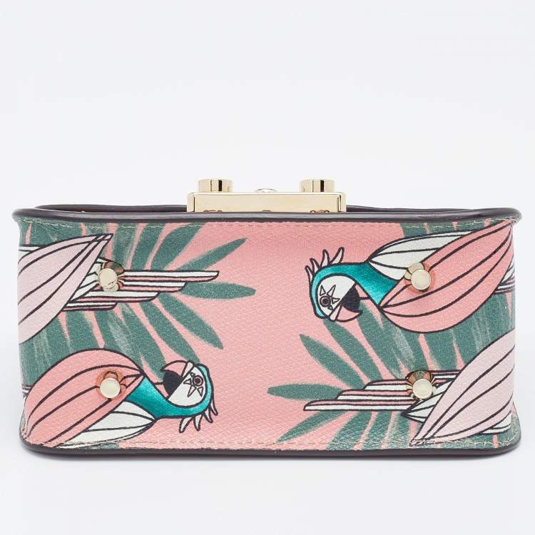 Pre Owned Furla Multicolour Printed Leather Mini Metropolis Crossbody Bag