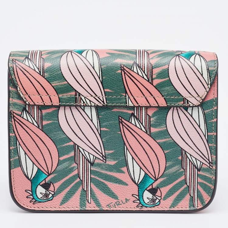 Pre Owned Furla Multicolour Printed Leather Mini Metropolis Crossbody Bag