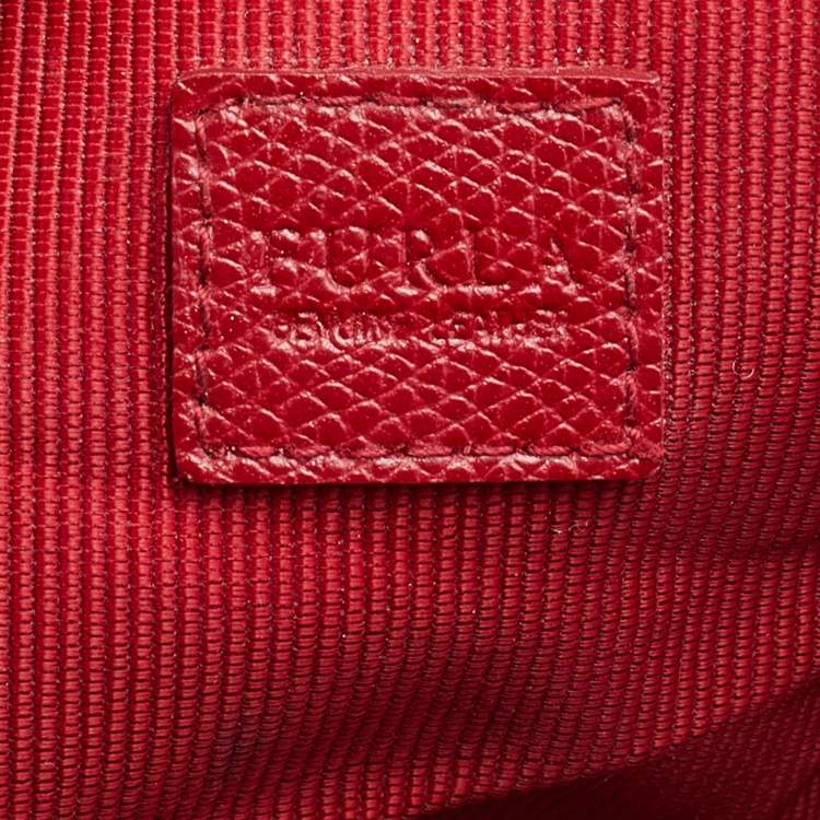 Pre Owned Furla Red Leather Zip Crossbody Bag 