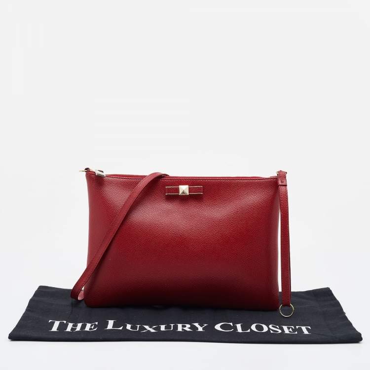 Pre Owned Furla Red Leather Zip Crossbody Bag 
