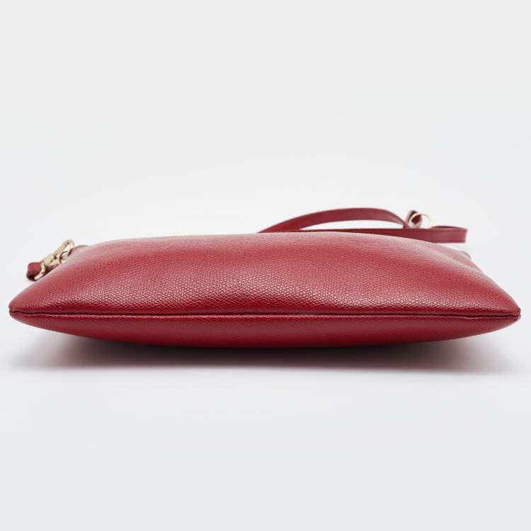 Pre Owned Furla Red Leather Zip Crossbody Bag 