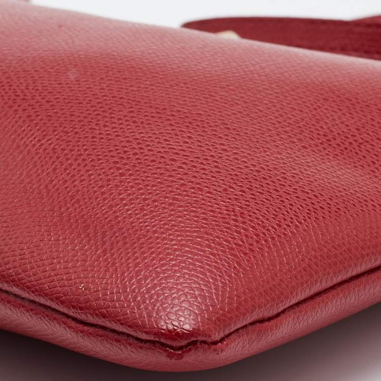 Pre Owned Furla Red Leather Zip Crossbody Bag 