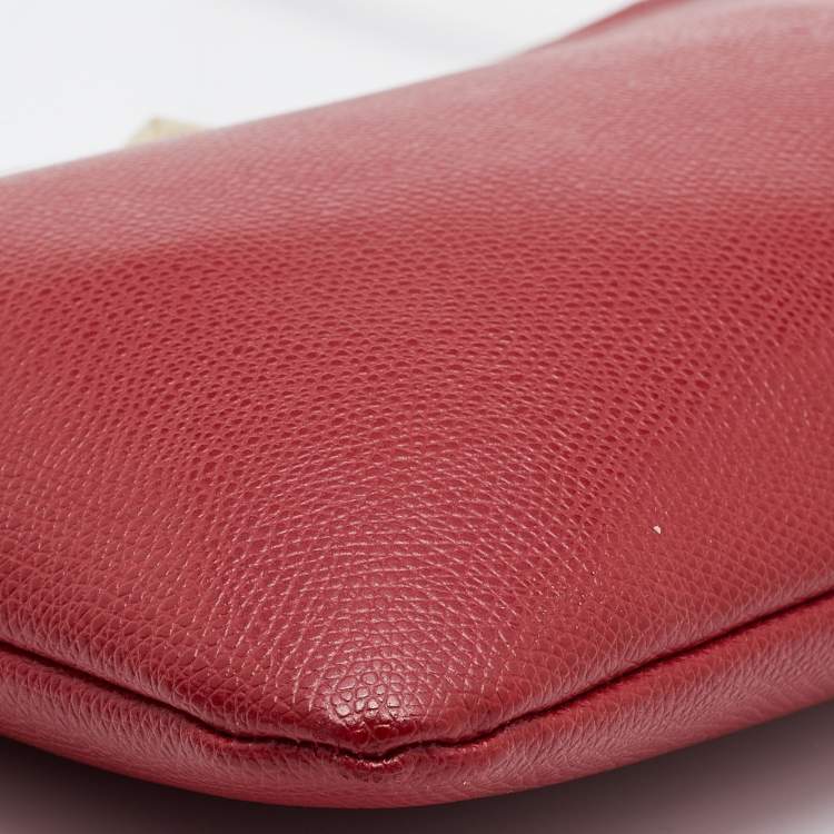 Pre Owned Furla Red Leather Zip Crossbody Bag 